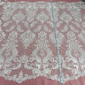 1 Yard Corded Bridal Lace Fabric Embroidered on Polyester Net Mesh Ivory