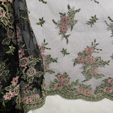 Corded Bridal Lace Fabric - Sage/Pink, Rainbow, Camel/Yellow, Silver, 51" Width (1 Yard)