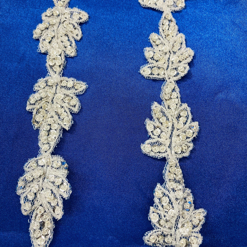 Beaded Lace Trimming on Polyester Net Mesh