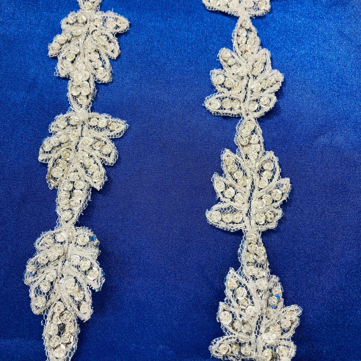 Beaded Lace Trimming on Polyester Net Mesh