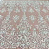 1 Yard Elegant Corded Bridal Lace Fabric, Embroidered 100% Polyester Net for Wedding Dresses