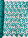 Estrella Corded Flowers Embroider With Sequins Mesh Lace Fabric - Floral Embroidered, Double Scallop, 50-54" Width, 36" Length (1 Yard)