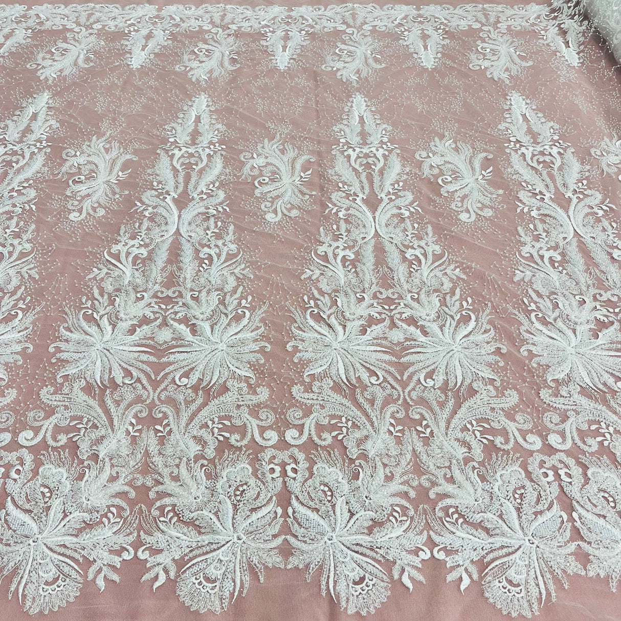 Beaded Embroidered Lace Fabric