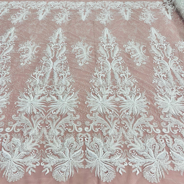 Beaded Embroidered Lace Fabric