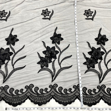 Beaded 3D Floral Lace Mesh