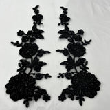 Beaded Corded Floral Lace Applique