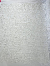 Heart Sequin Damask Polyester Fabric - Heart Damask, Iridescent Sequins, 54" Width (1 Yard)