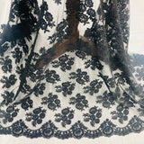 Beaded Corded Bridal Lace Black