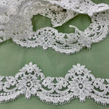 Beaded Corded Lace Trim White Ivory