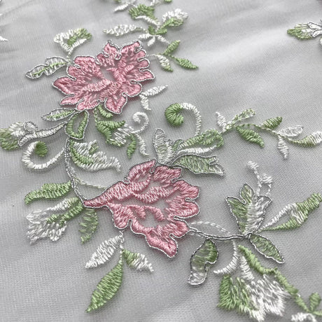 Corded Floral Lace Fabric - Scalloped Edges, 53" Width (1 Yard)