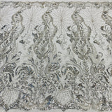 Beaded Lace Fabric on Polyester Net Mesh 51"