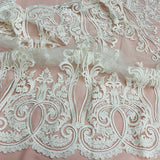 1 Yard Beaded Lace Fabric Embroidered on 100% Polyester Net Mesh – 50" Wide