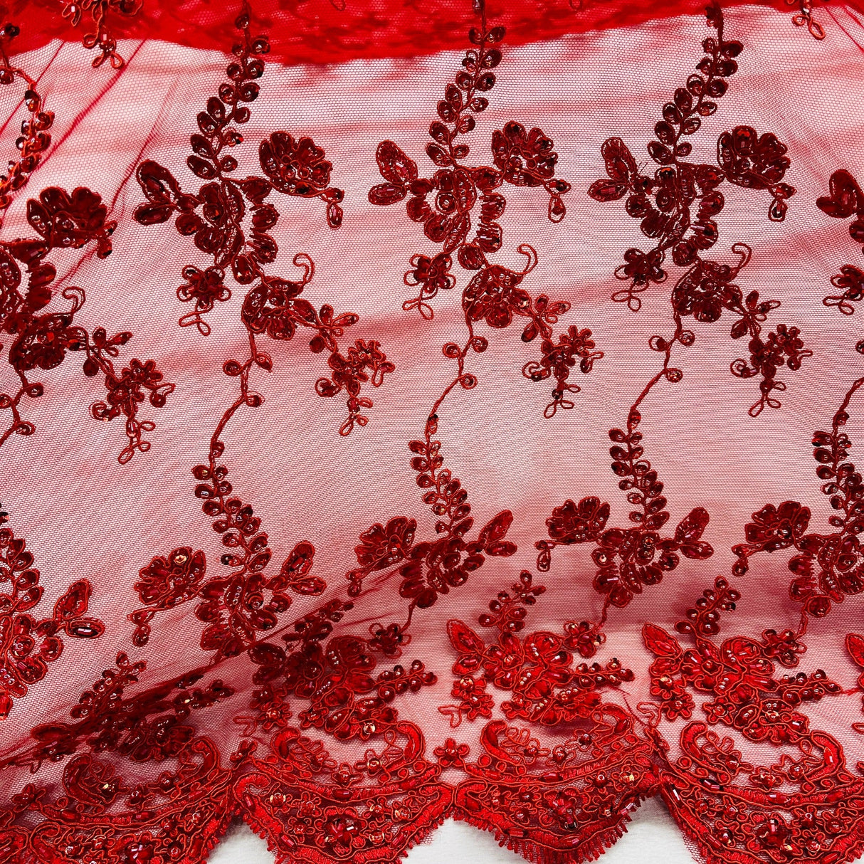Beaded Corded Lace Mesh