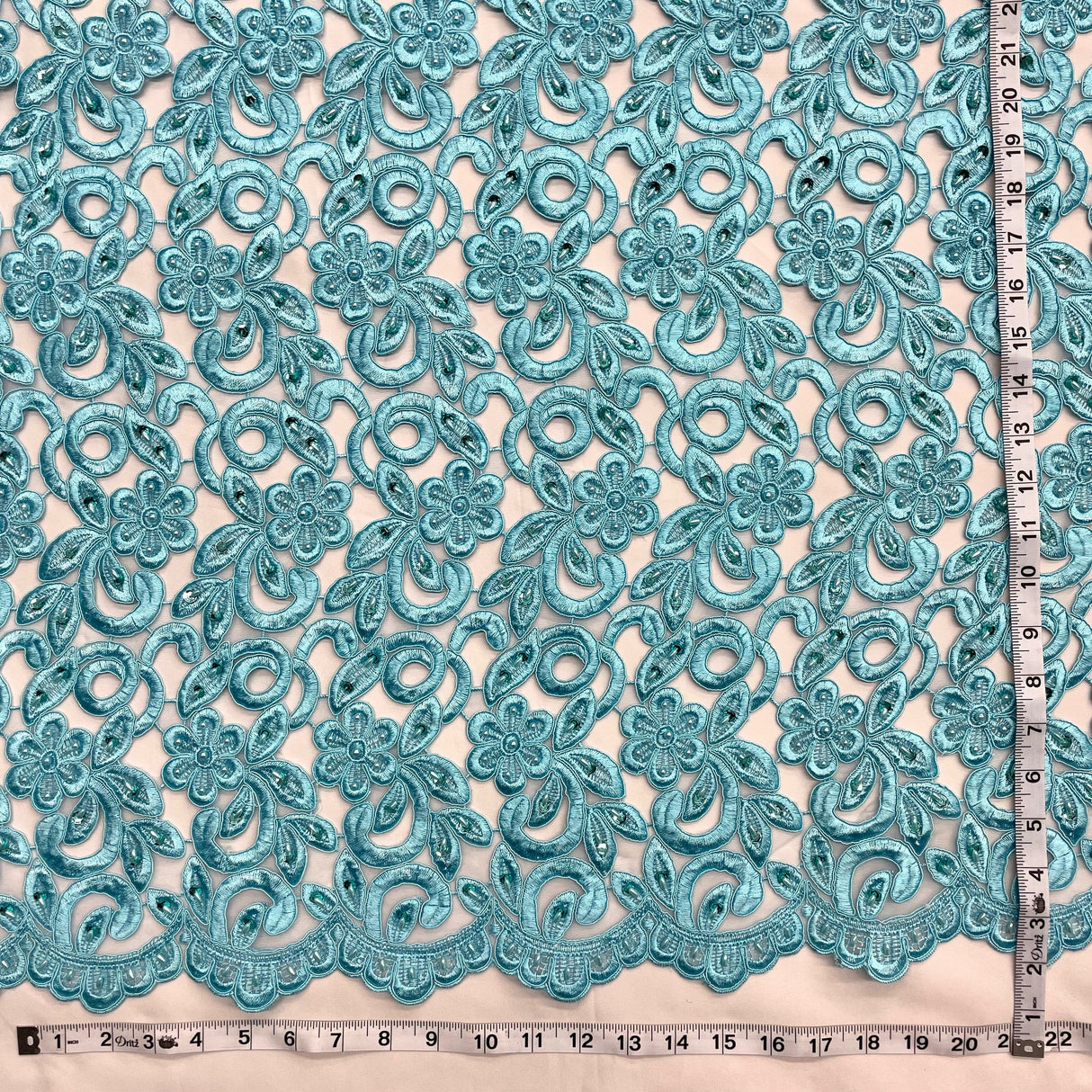 Beaded Corded Bridal Lace Fabric 52" Wide