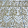 1 Yard Elegant Corded Bridal Lace Fabric Embroidered on 100% Polyester Net Mesh White