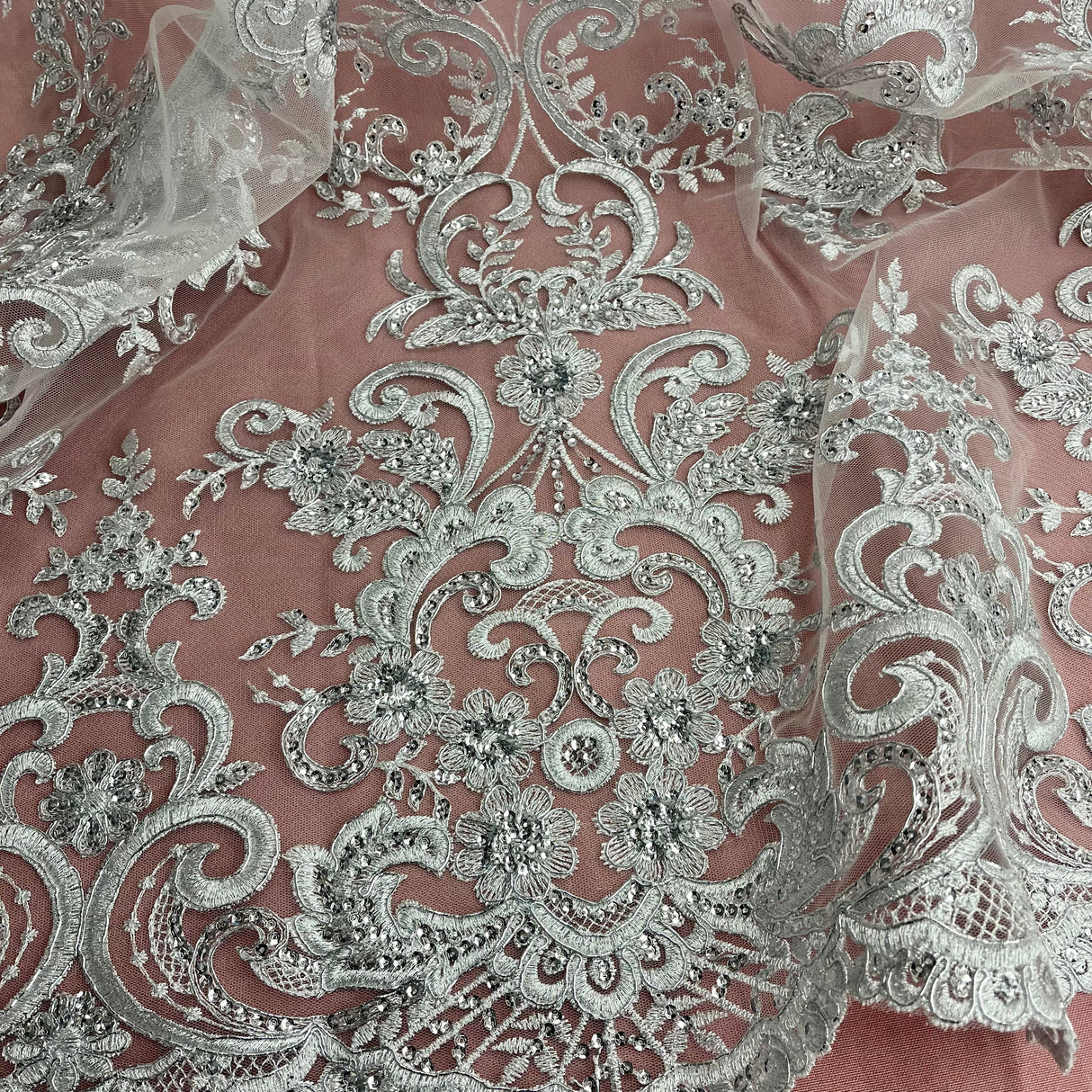 Embroidered Lace Beaded Bridal Mesh