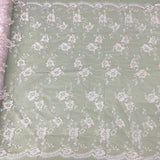 1 Yard Embroidered Lace Fabric on Polyester Net Mesh Ivory Silver for Bridal and Evening Gowns – 51"