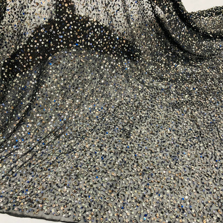 Sequined Lace Fabric Black 54" Wide