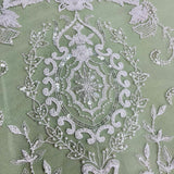 Beaded Lace Fabric on Polyester Net Mesh