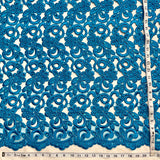 1 Yard Luxurious Beaded and Corded Bridal Lace Fabric Embroidered on Polyester Net Mesh