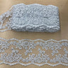 Corded Double Sided Lace Trimming Polyester Fabric - Gold Metallic, Ivory With Silver Cording, Ivory, White With Silver Cording, White, Silver Metallic, 6" Width (1 Yard)