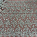 Tela de encaje nupcial con cuentas y cordón bordada sobre malla de red 100% poliéster – Lace USA