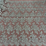 Beaded & Corded Bridal Lace Fabric Embroidered on 100% Polyester Net Mesh – Lace USA