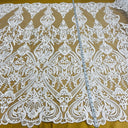 1 yarda de tela de encaje nupcial con cordón bordada sobre malla de red 100% poliéster – Lace USA 1 yarda