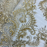 Beaded Corded Bridal Lace Fabric