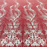 1 Yard Beaded Lace Fabric Embroidered on Polyester Net Mesh for Bridal and Evening 54 inch Width