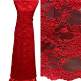 Corded Bridal Lace Fabric 54" Floral Embroidered Net Mesh