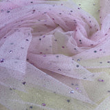 Glitter Mesh Fabric with Scattered Rhinestones