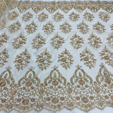 Beaded Corded Bridal Lace Mesh