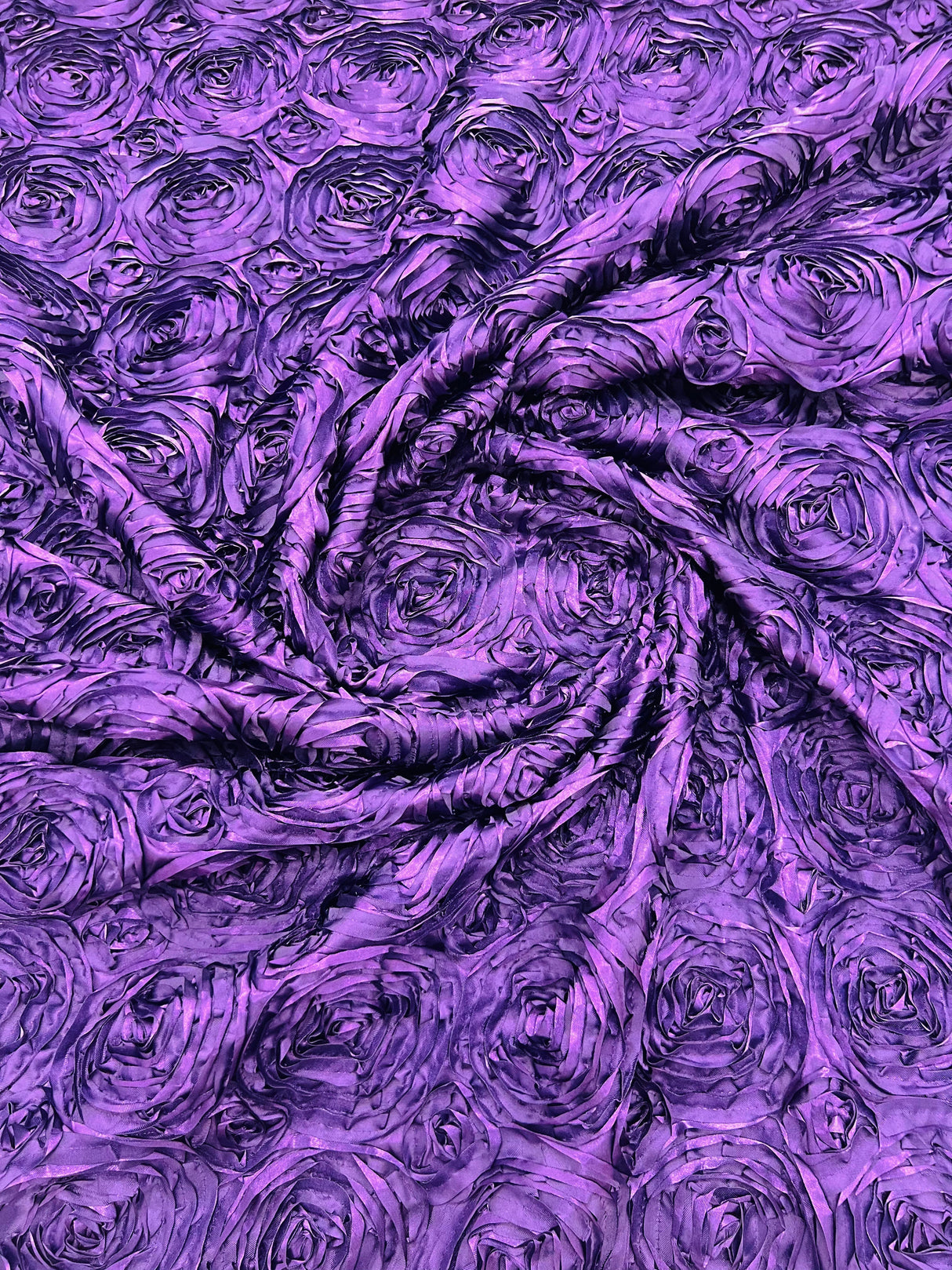 Rosette 3D Satin Polyester Fabric - 3D Rosette Design, 54" Width (1 Yard)