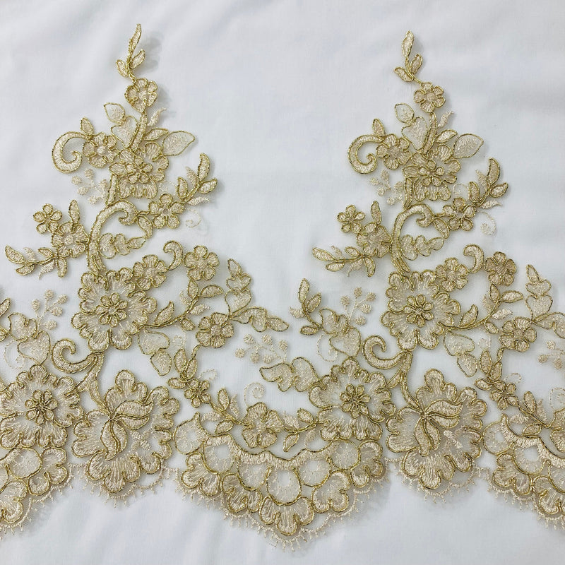 Embroidered Lace Trim Floral Scalloped Edge