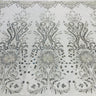 1 Yard Beaded Lace Fabric Embroidered on 100% Polyester Net Mesh | Ivory