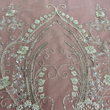 1 Yard Sequin Embroidered Tulle Fabric, Gold, Silver, and Rose Gold