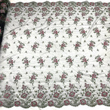 1 Yard Corded Bridal Lace Fabric Embroidered on Polyester Net Mesh for Elegant Wedding and Evening Gowns – 54"