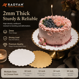 RADYAN 2mm Thick Food Grade Cake Board Waterproof Round Scalloped Cake Tray