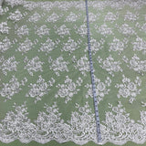 Corded Bridal Lace Fabric - Embroidered Floral Design, 51" Width (1 Yard)