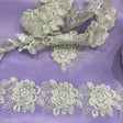 3D Floral Lace Trimming Embroidered Polyester Net Mesh 3"