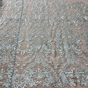 1 yarda de tela de encaje nupcial elegante con cordón bordada sobre malla de poliéster