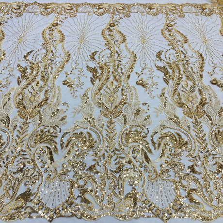 Beaded Lace Fabric on Polyester Net Mesh
