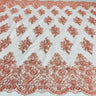 Beaded Corded Lace Fabric Metallic Scallops