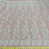 1 Yard Handmade Beaded Lace Fabric Embroidered on Polyester Net Mesh 54 inch Width
