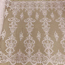 Beaded Corded Bridal Lace Fabric 51" White Ivory