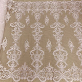 Beaded Corded Bridal Lace Fabric 51" White Ivory