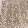 Beaded Corded Bridal Lace Fabric 51" White Ivory