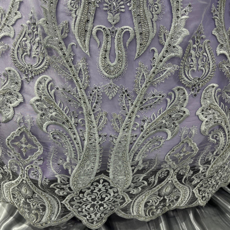 Beaded Embroidered Lace Mesh Fabric