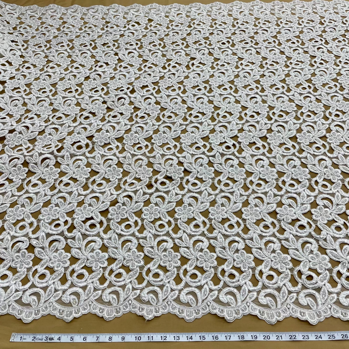 Beaded Corded Bridal Lace Fabric 52" Wide